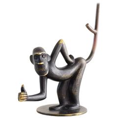 Vintage Brass Monkey Figurine Pretzel Holder, Ring Holder by Richard Rohac