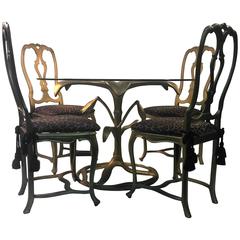 Vintage Great Arthur Court Gilded Tiger Lily Dining Table with Four Chairs