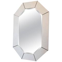 Karl Springer Octagonal Chrome and Marbleized Lacquer Mirror