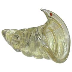 Large Gold Silver Murano Counch Shell Centerpiece Bowl 10