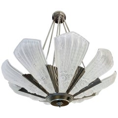 Lampadario Art Deco francese di Gênet et Michon