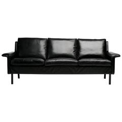 Arne Vodder Black Leather Sofa
