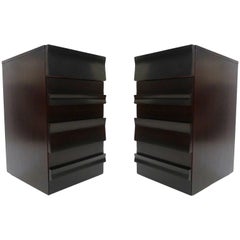 Pair of Four-Drawer Mahogany Nightstands/ Pier Chests by Red Lion