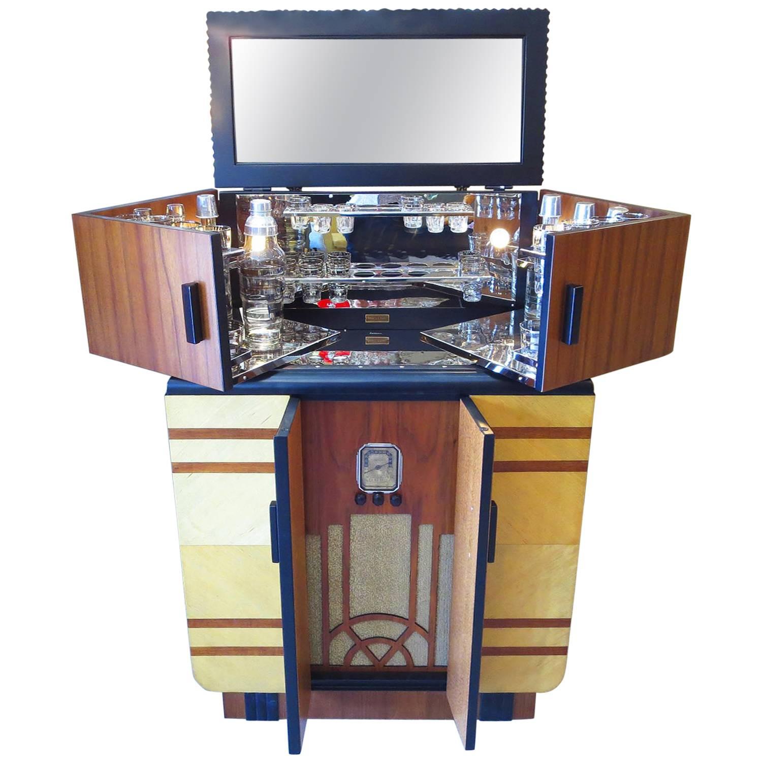 Art Deco Restored Philco Radiobar Cocktail Cabinet