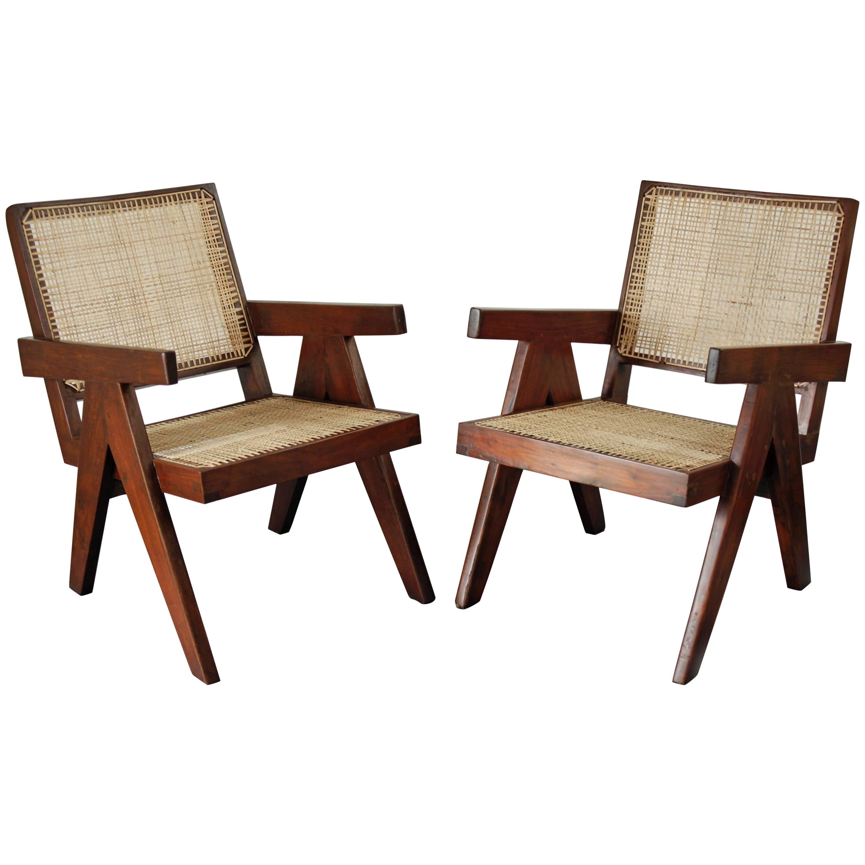 Pair of Easy Armchairs by Pierre Jeanneret