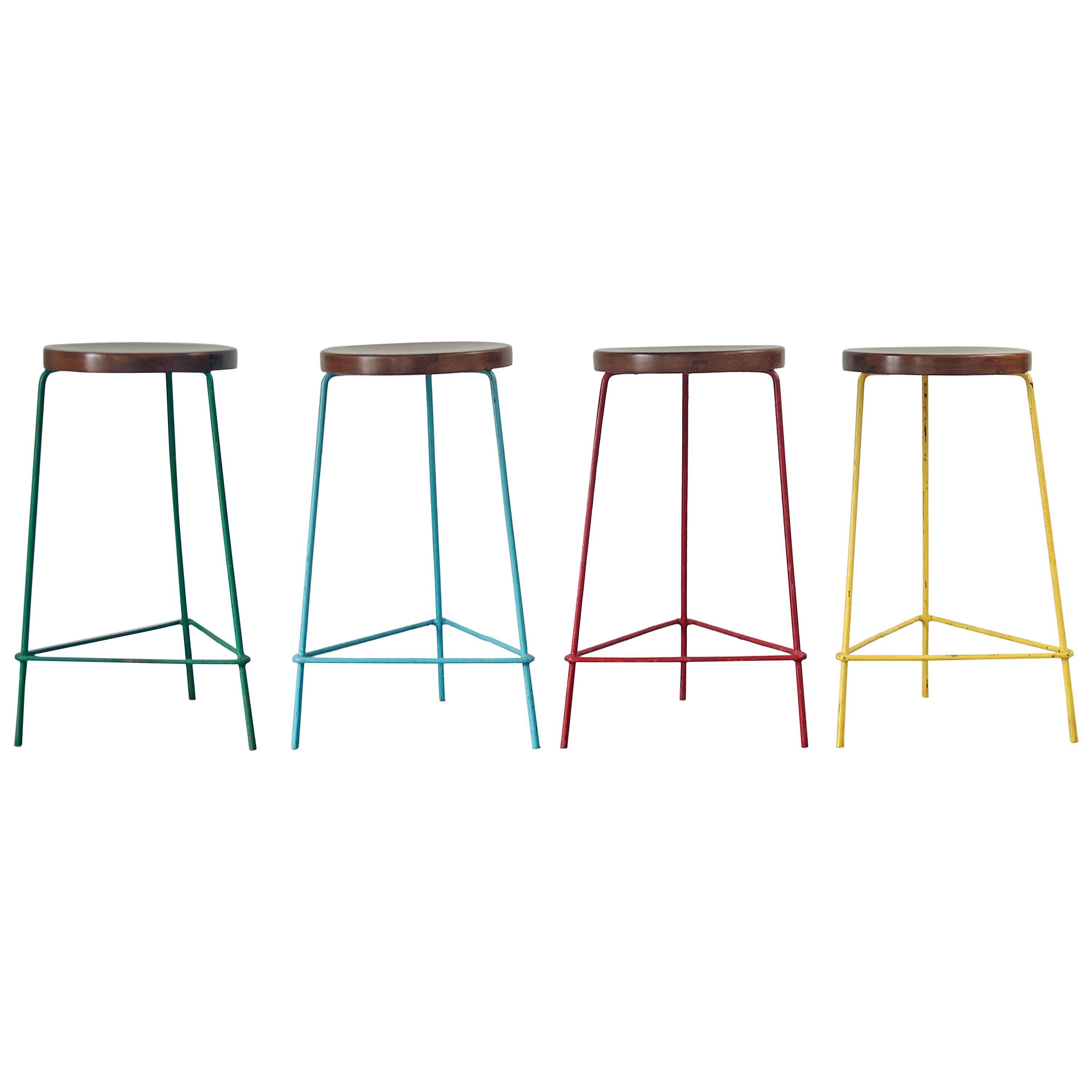 Set of Four Stools from the College of Architecture by Pierre Jeanneret