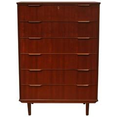 Vintage Danish Six-Drawer Tall Teak Dresser