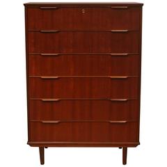 Vintage Danish Six-Drawer Tall Teak Dresser