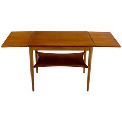 Danish Modern Teak and Oak Drop-Leaf Table Designed by Borge Mogensen