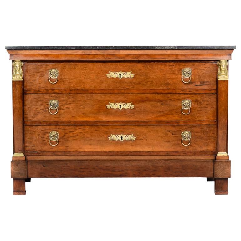 Period Empire Mahogany Marble-Top Commode