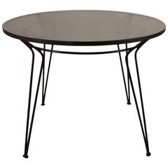 Wrought Iron Table with Textured Glass Top after Salterini