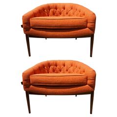 Amazing Pair of Milo Baughman Wide Barrel Back Lounge Chairs Mid-Century Modern