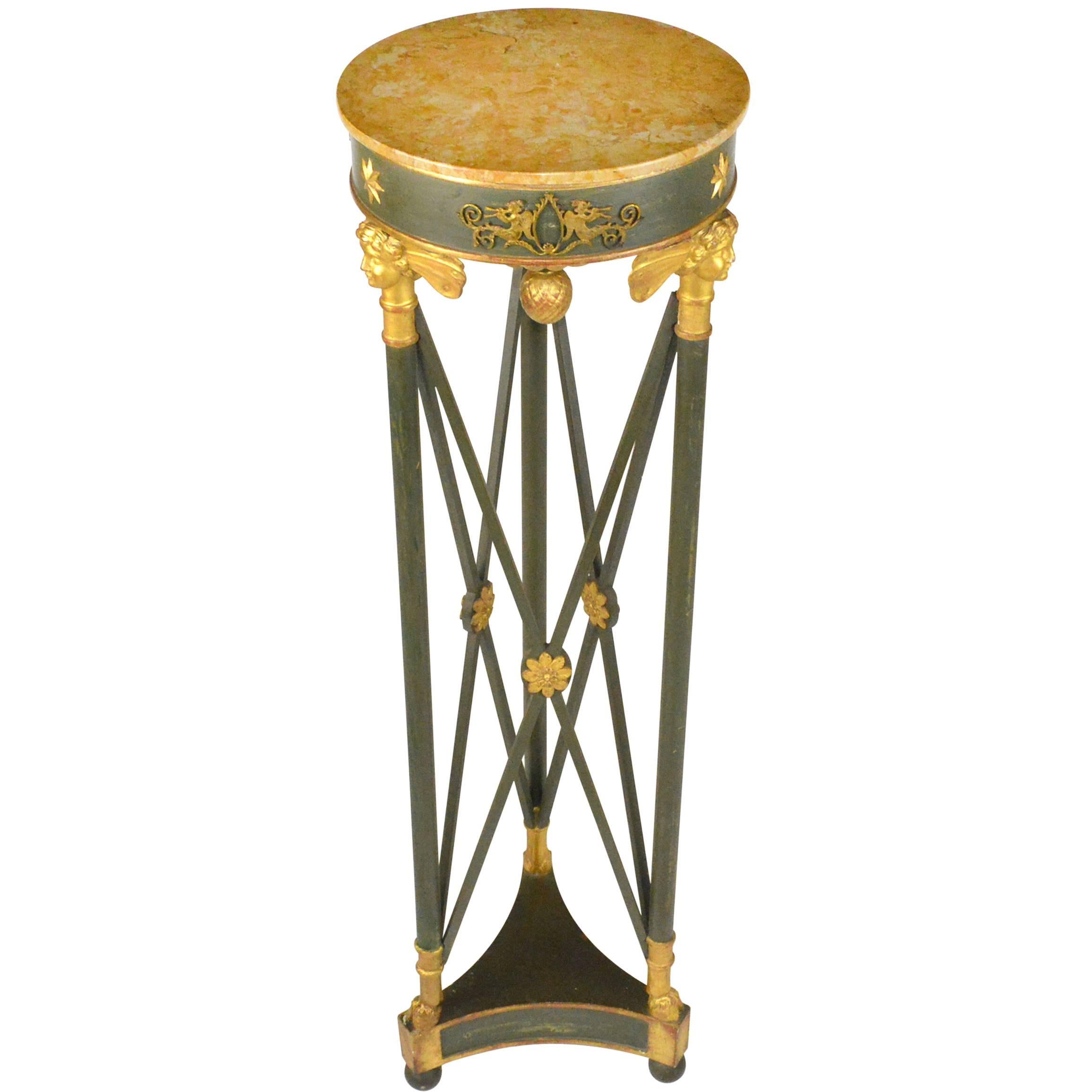 French Empire Style Gilt and Painted Wood Pedestal For Sale
