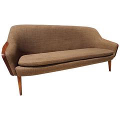 Handsome Nanna Ditzel Style Teak Arm Loveseat Sofa, Mid-Century Danish 7