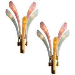 Great Pair of Wall Sconces "Fireworks" by Barovier & Toso, 1980s