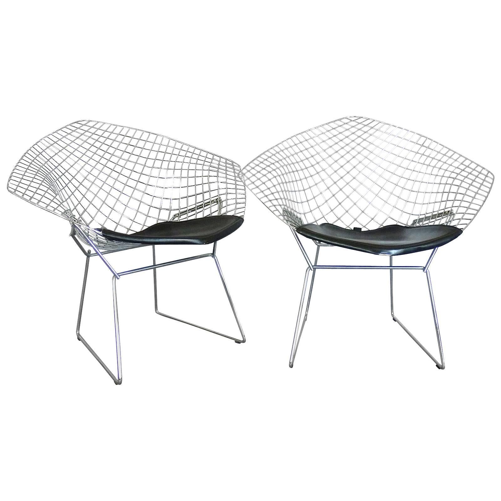 Pair of Harry Bertoia for Knoll Chrome Diamond Chairs
