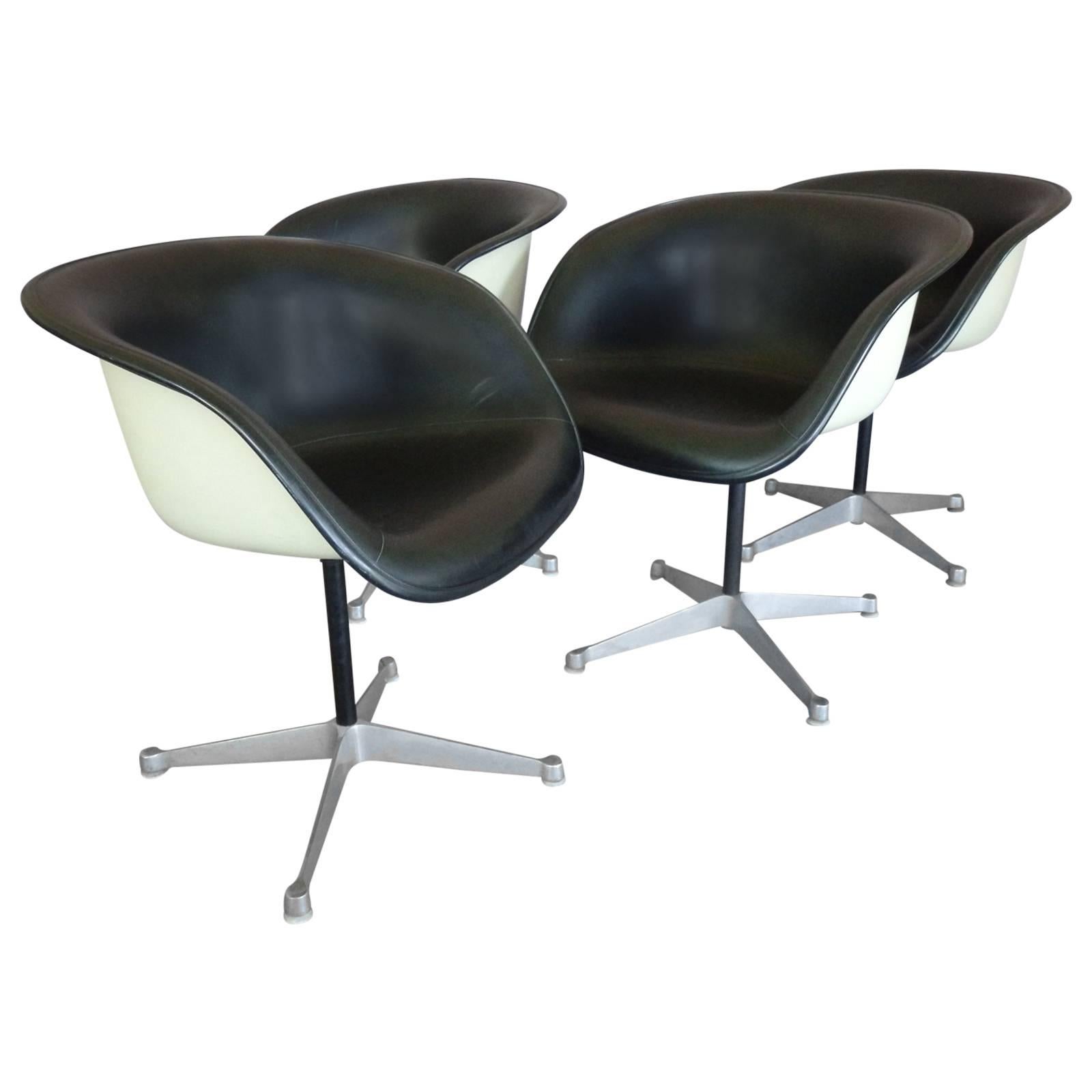 Set of Four Herman Miller Eames Black La Fonda Chairs
