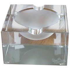 Minimalist Signed Solid Crystal Ashtray by Rosenthal, Germany, 1970s