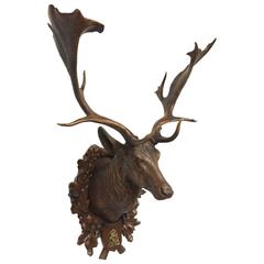 19th Century Hand-Carved Fallow Deer from Kaiser Wilhelm's 1892 Eulenburg Hunt