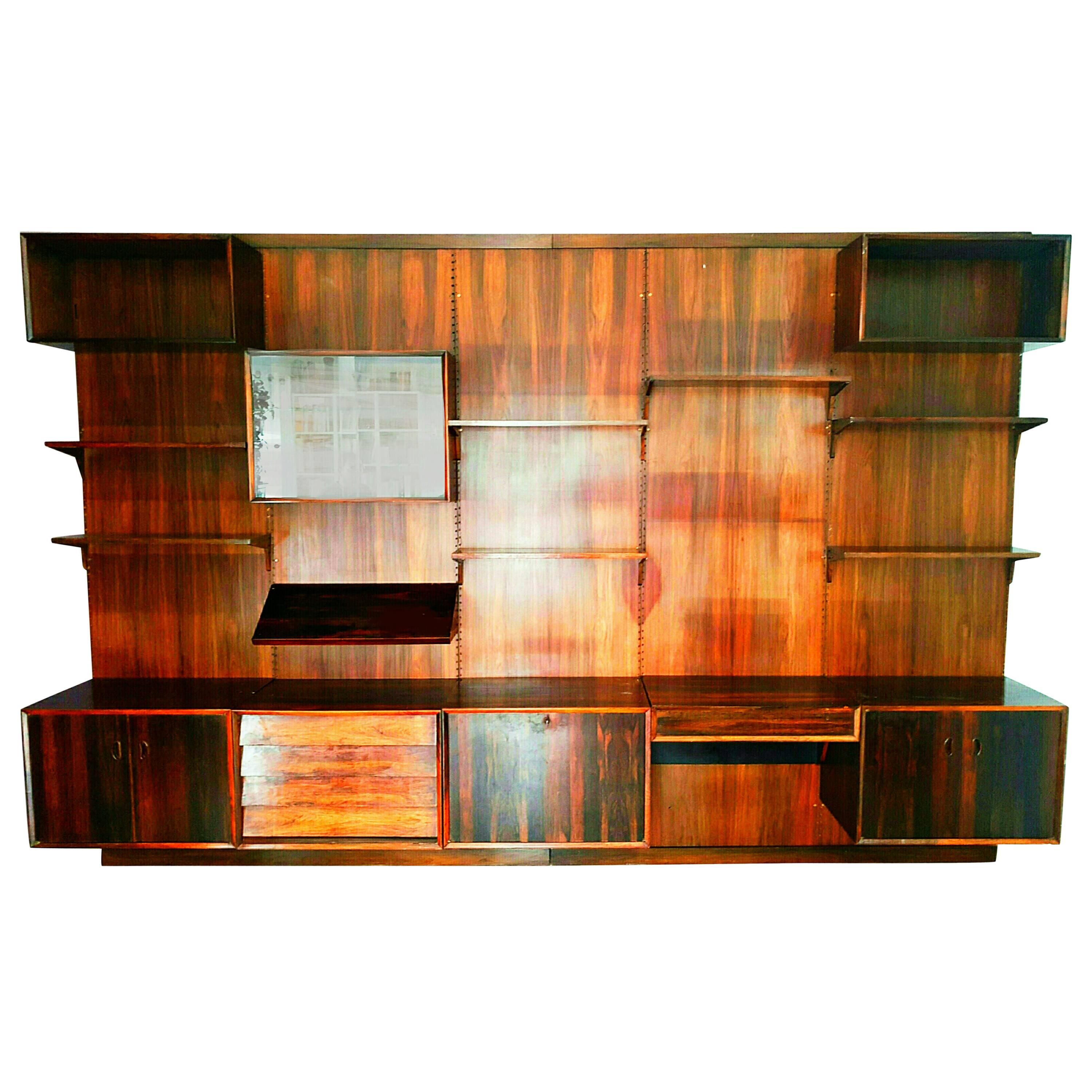 Rare Rio Palisander Wall Unit by Poul Cadovius for Cado, Denmark, 1960s