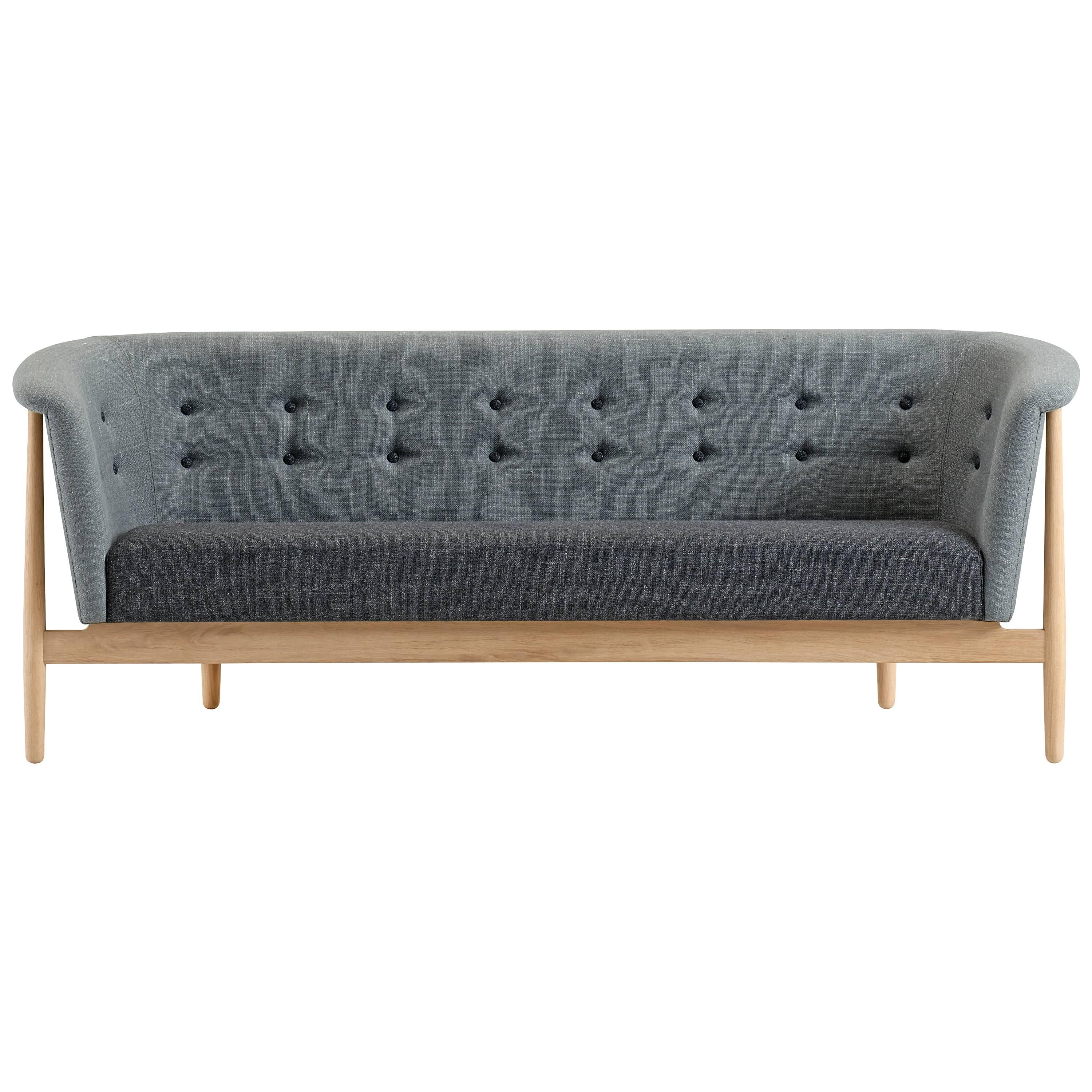 Mid-Century Modern Grey Vita Couch / Sofa in Oak For Sale