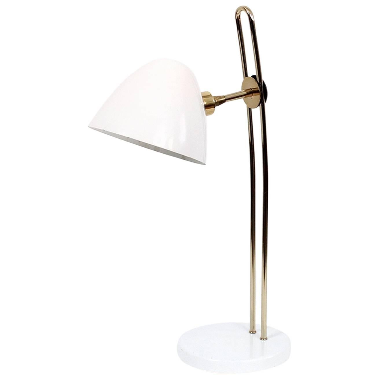 Rare Lightolier Enameled Metal and Brass Desk Lamp
