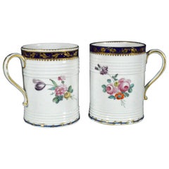 Derby Porcelain Botanical Tankards Painted by Edward Wither