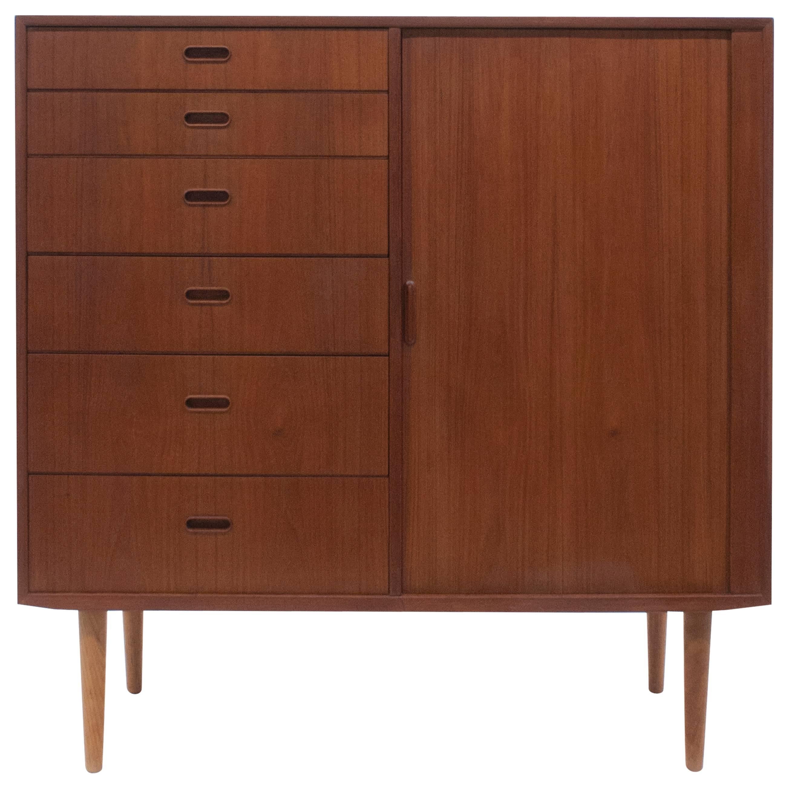 Danish Falster Chest of Drawers in Teak with Tambour Doors