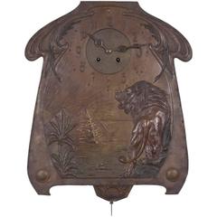Fine Bronze-Mounted Egyptian Revival Art Nouveau Wall Clock, Vienna Secession