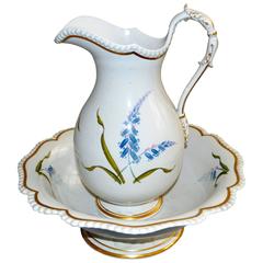Flight & Barr Worcester Botanical Porcelain Ewer and Basin 1