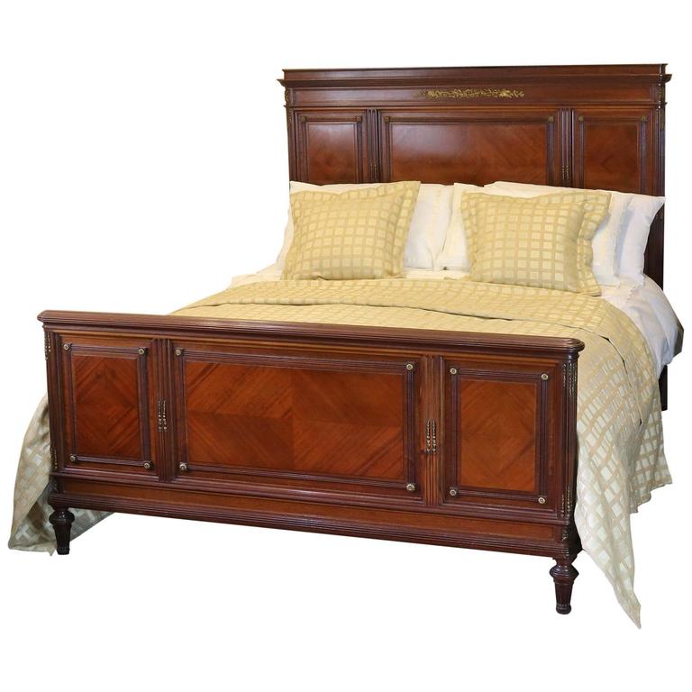 Elegant Wide Mahogany Bed at 1stdibs