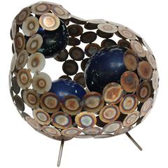 Steel and Enameled Porcelain Abstract Brutalist Table Sculpture