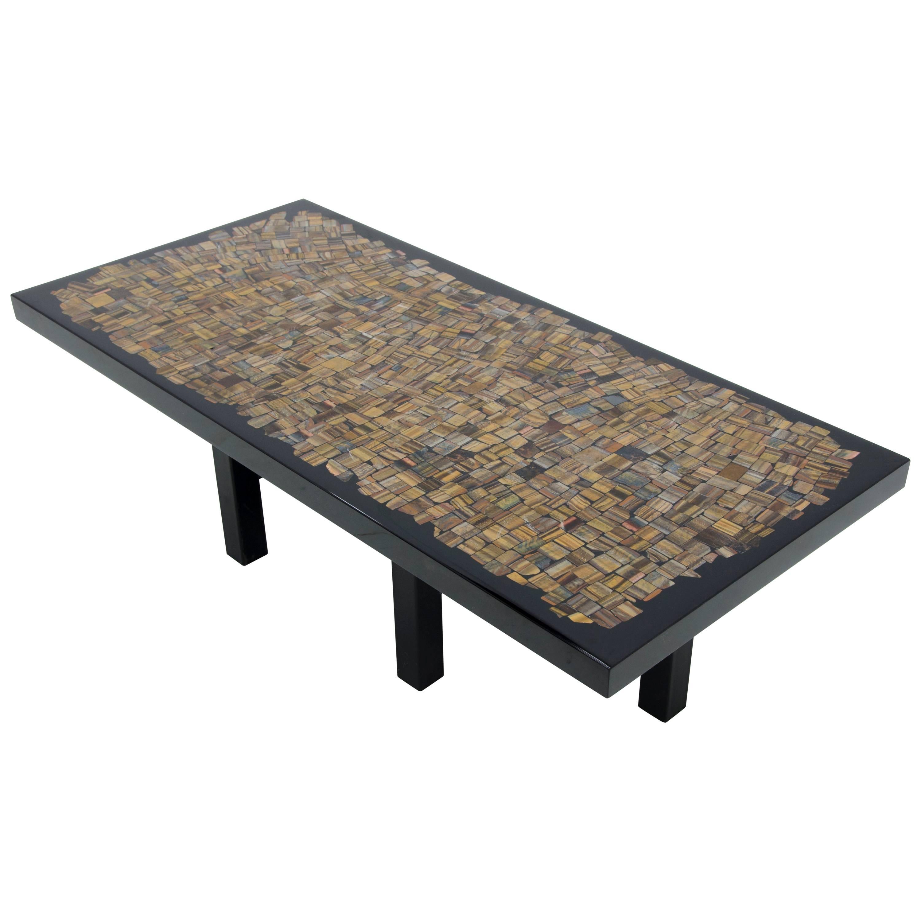 Coffee Table by E. Allemeersch in Tiger Eyes Inlay