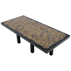 Coffee Table by E. Allemeersch in Tiger Eyes Inlay