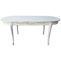 Vintage French Country Painted White Dining Table