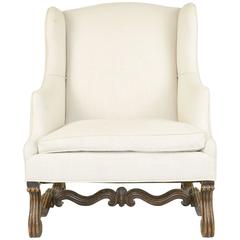 French Walnut Large-Scale Wingback Armchair