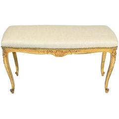 French Louis XVI Style Carved and Giltwood Bench