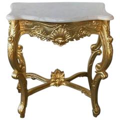 French Rococo XV Marble-Top Console Table