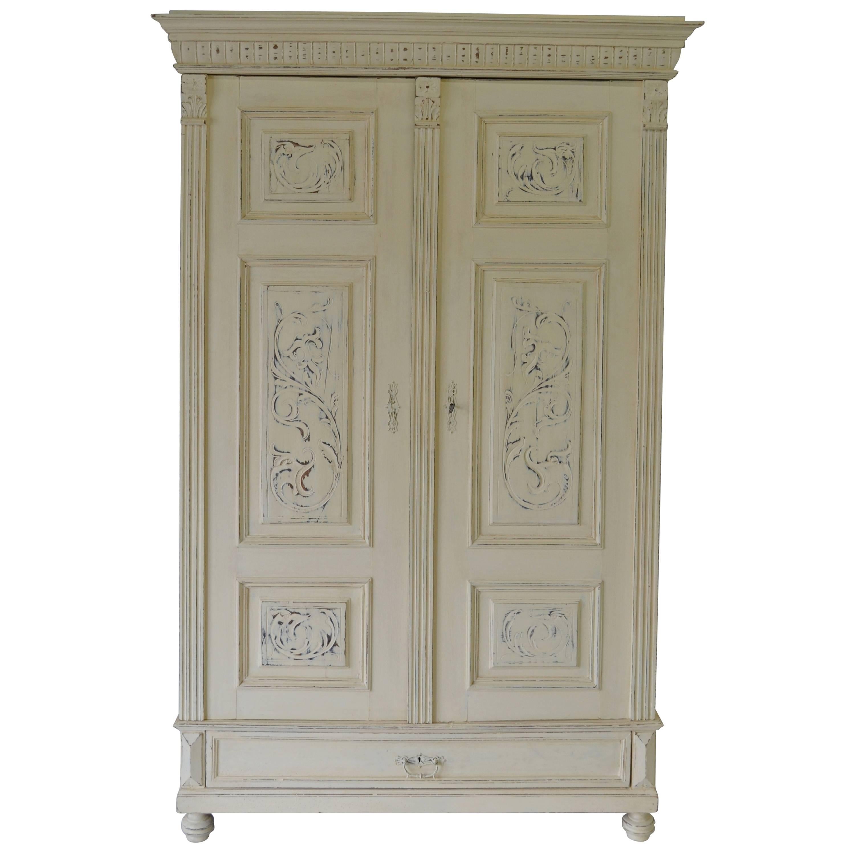 Painted Pine and Oak Armoire