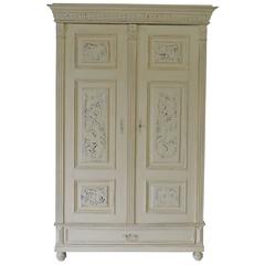 Antique Painted Pine and Oak Armoire