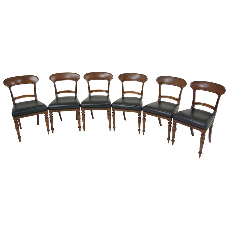 Set Of Six Victorian Mahogany Dining Chairs With