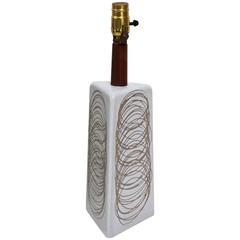 Triangular Martz Table Lamp with Sgraffito Circular Pattern 3