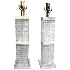 Paar italienische Mid-Century-Modern-Lampen aus Glas und Marmor