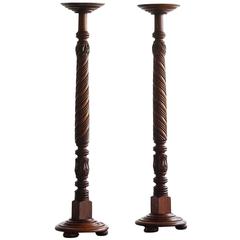 Stately Carved Wood Pedestals, circa 1900