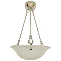 French Art Deco Alabaster Rope Pendant Chandelier 5