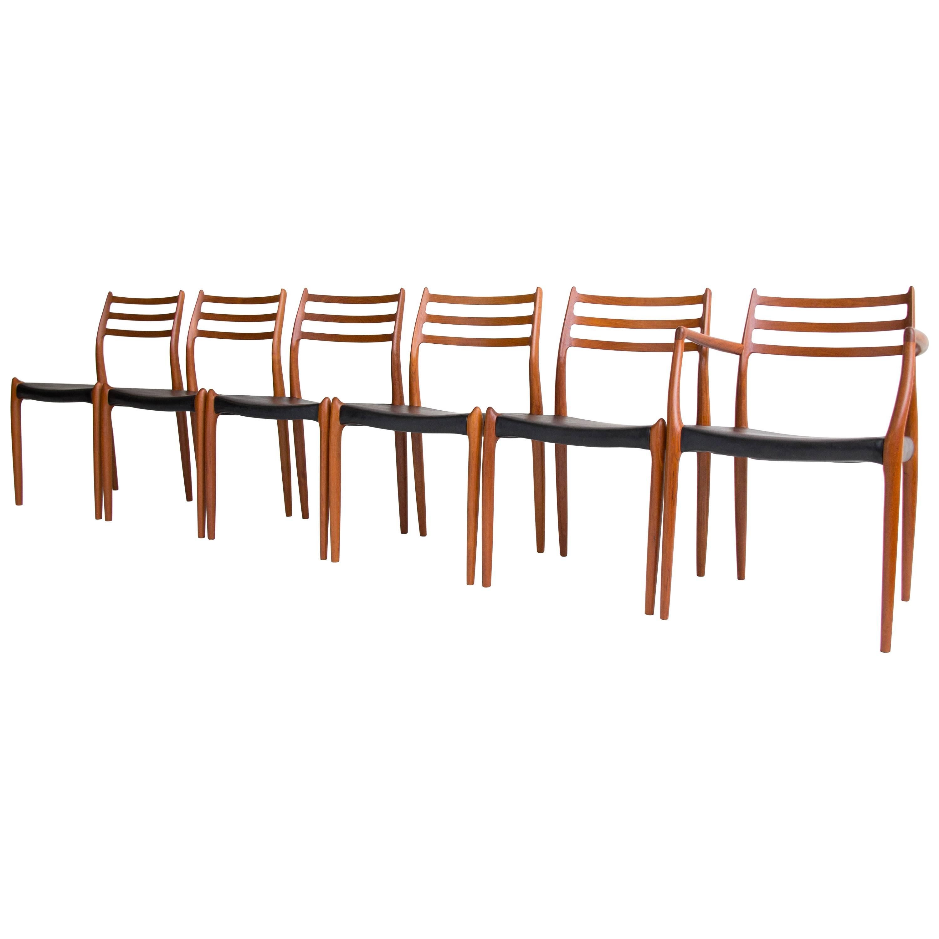 Set of Six No. 78 Dining Chairs by Niels Møller