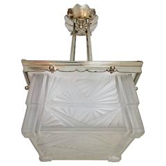French Art Deco Pendant Chandelier or Flush Mount by J. Robert 1