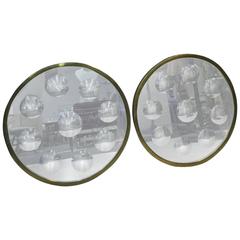 Vintage Fantastic Pair of Convex Op Art Wall Mirrors by Fornasetti, circa 1970