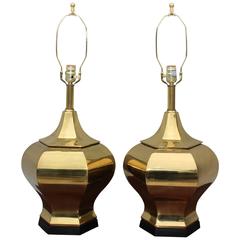 1960s Modern Brass Table Lamps