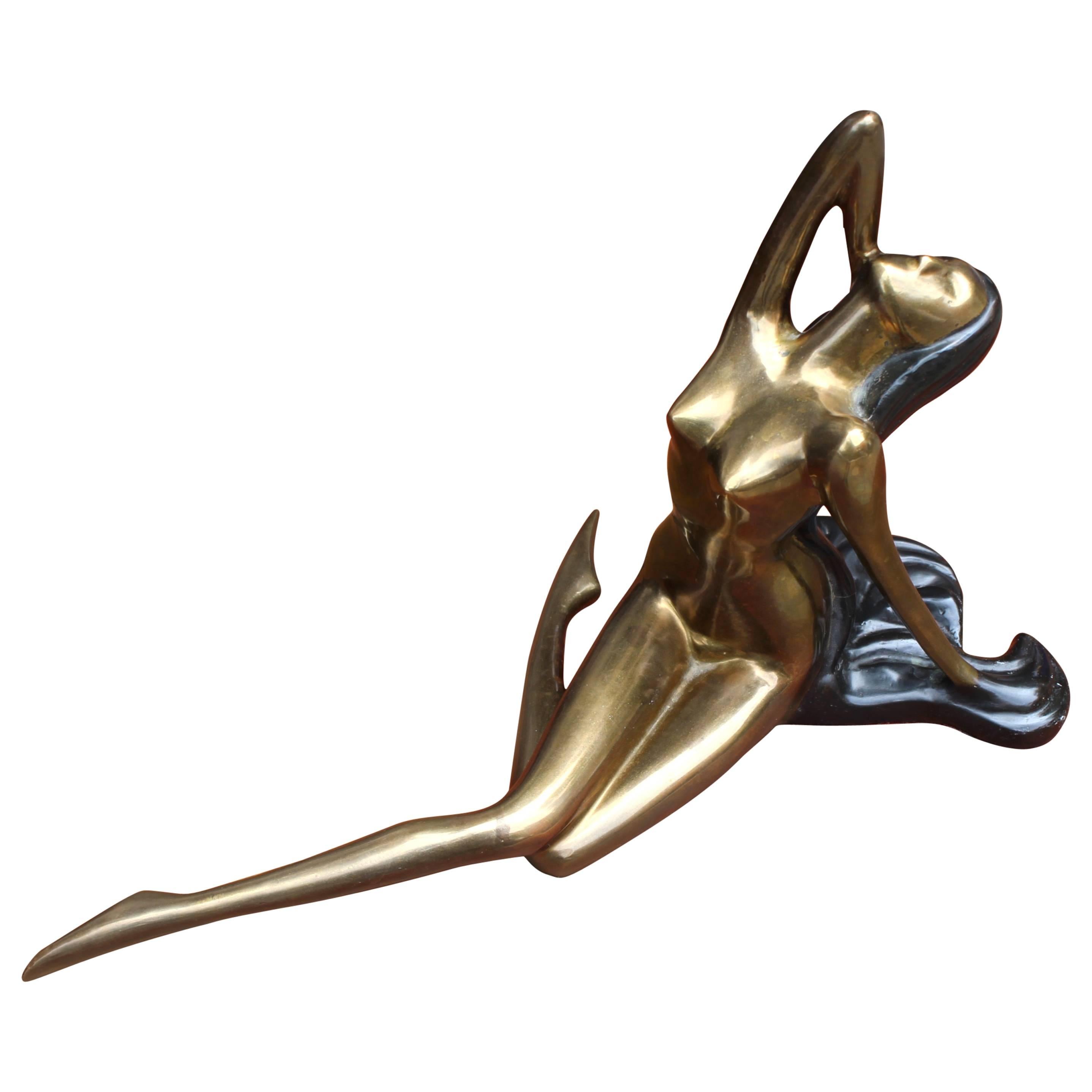 1960s French Brass Nude Women Sculpture